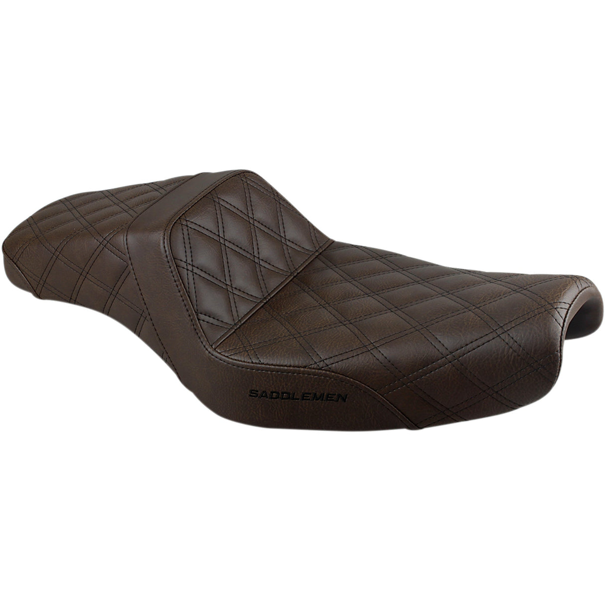 Saddlemen Step-Up Seat — Full Lattice Stitch Brown - 807-11-175BR For Harley Sportster 2004-2022 (3.3G Tank)