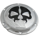 Drag Specialties Split Skull Derby Cover 5 Hole Chrome With Black Skull For Harley Sportster 2004-2022