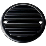 Joker Machine Points Cover Finned 2 Hole Black Anodized - 02-98-1 For Harley 1970-1994