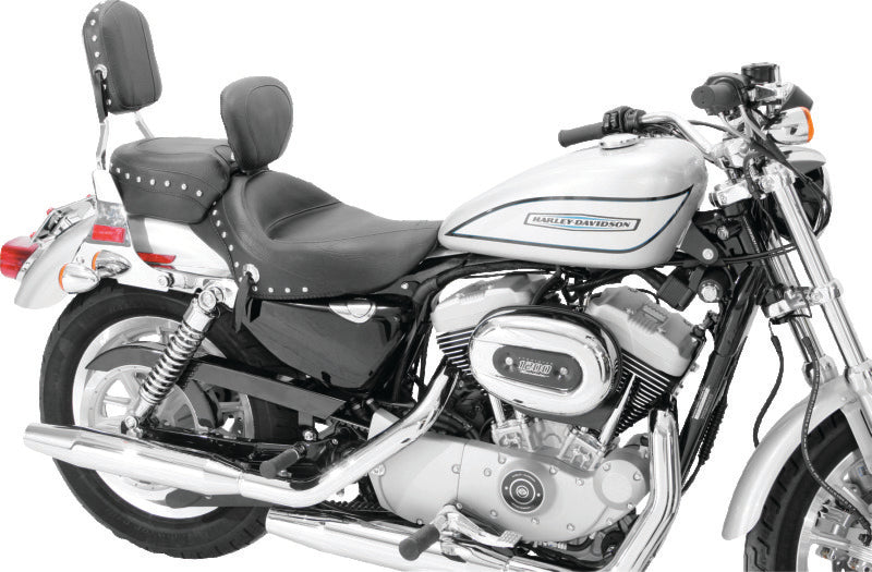Mustang Motorcycle Mustang 3.3 Wide Stud Touring Solo Seat W Driver Backrest Black - 79439 For Harley Sportster 2004-2021