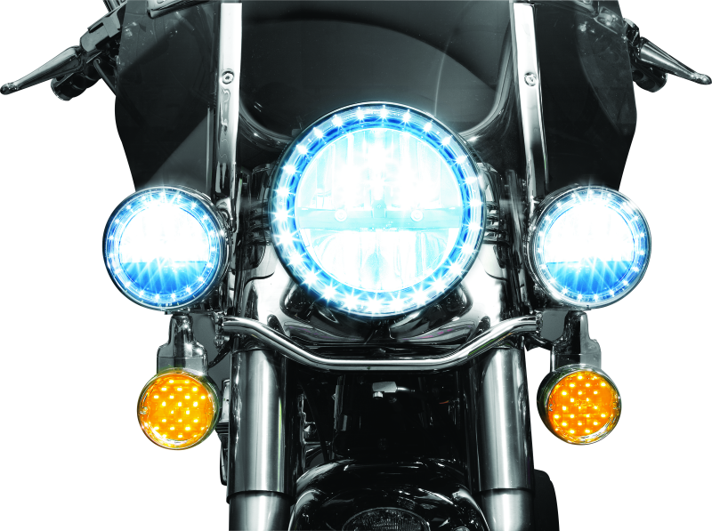 Kuryakyn LED Front Turn Signal Conversion Flat Style Insert Amber Lens - 5441 For Harley Touring 1994-2019