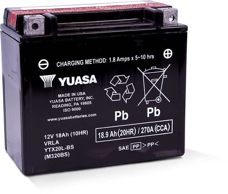 Yuasa Battery YUAM320BS Yuasa YTX20L-BS Maintenance Free AGM 12-Volt Battery W/bottle