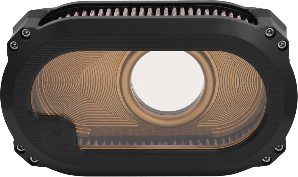 Kens Factory NL TC Air Cleaner W Glass Black W Gold - NXT-03BG For Harley Touring 2008-2016