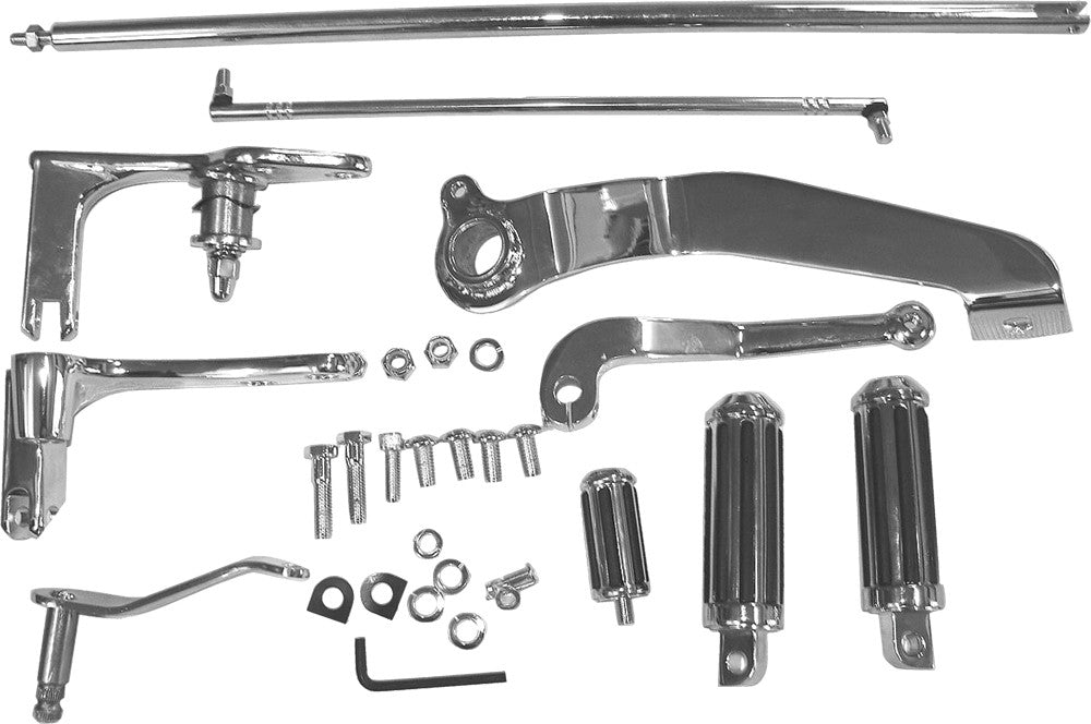 Harddrive Forward Control Kit With Chrome Mounting Plates AND Pegs - 056095 For Harley Dyna / Low / Super 1991-2005