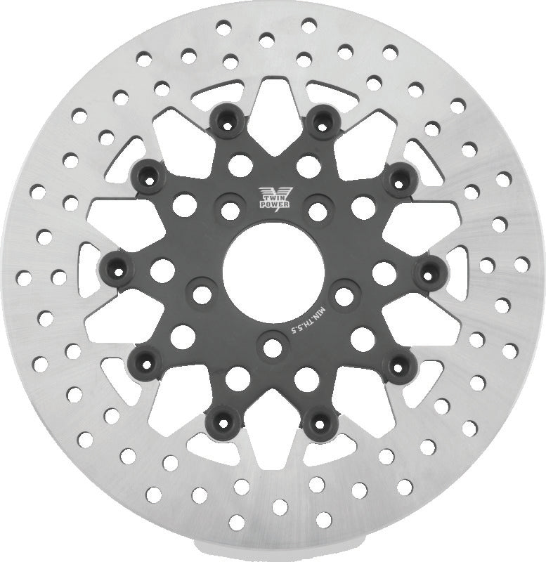 TwinPower 666826 Twin Power 08-Up FLH FLT Rear 11.8in Floating Rotor Mesh Black