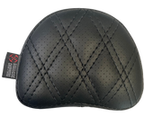 Siouxicide Choppers Halow Backrest/Sissy Bar - 1 1/4 in, Black, Custom Pad Cross Stitch Blue, For 2009-2025 Touring