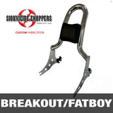 Siouxicide Choppers Breakout/Fat Boy Kobra Backrest - Kobra, Chrome, Perforated Pad Double Diamond Red, For 2018-Up Harley Breakout/Fat Boy