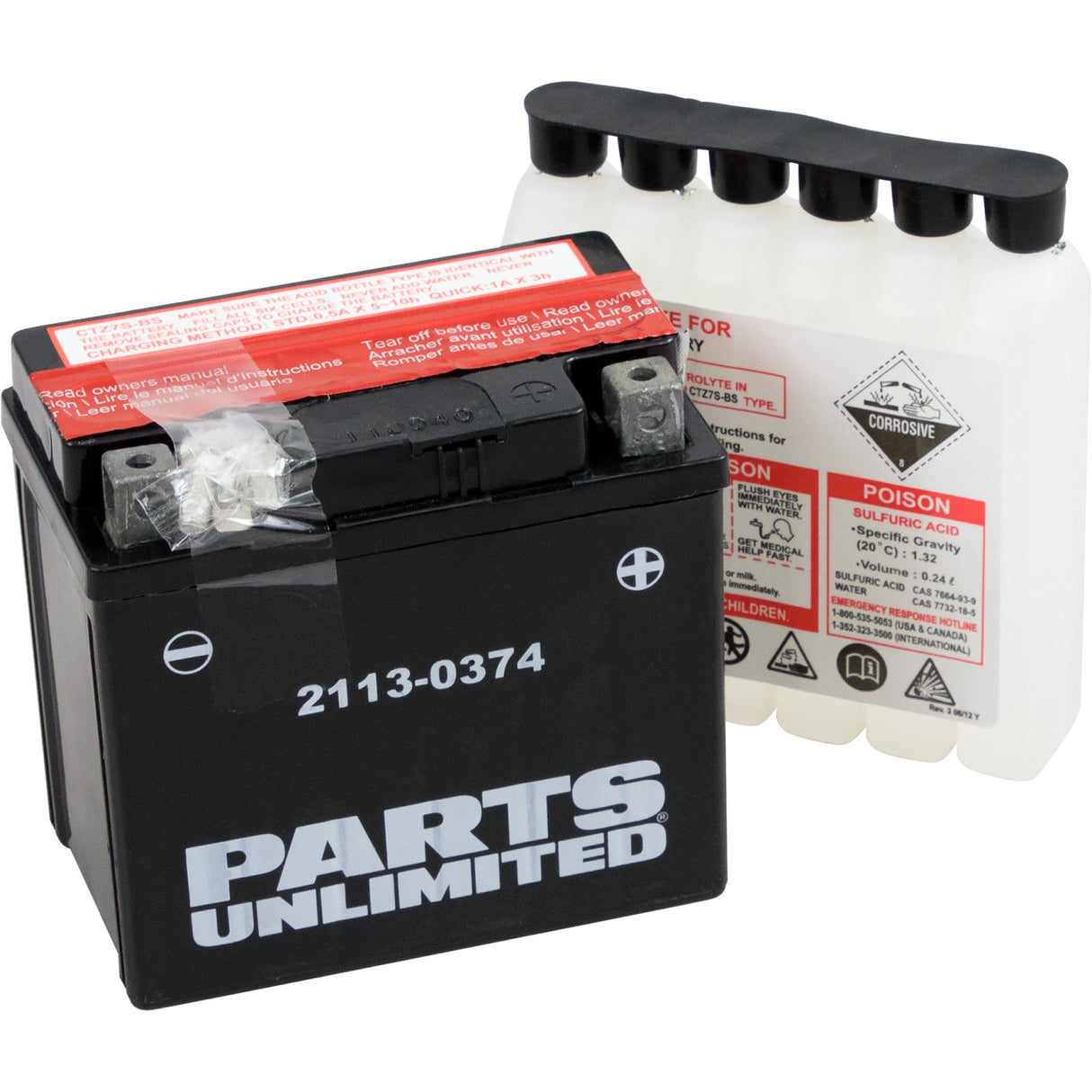 Parts Unlimited AGM Maintenance-Free Battery YTZ7S-BS For BMW 450 2009-2011 | SYM Jet Euro 50 2010-2011 | Suzuki 250 2001-2007
