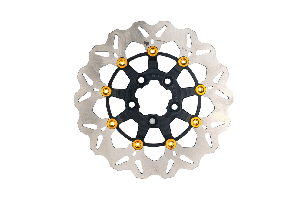 Gbrakes Rotor 11.5" Floating Wave Rear Black Gold Buttons - GBDU080 For Harley Motorcycles 2000-2022