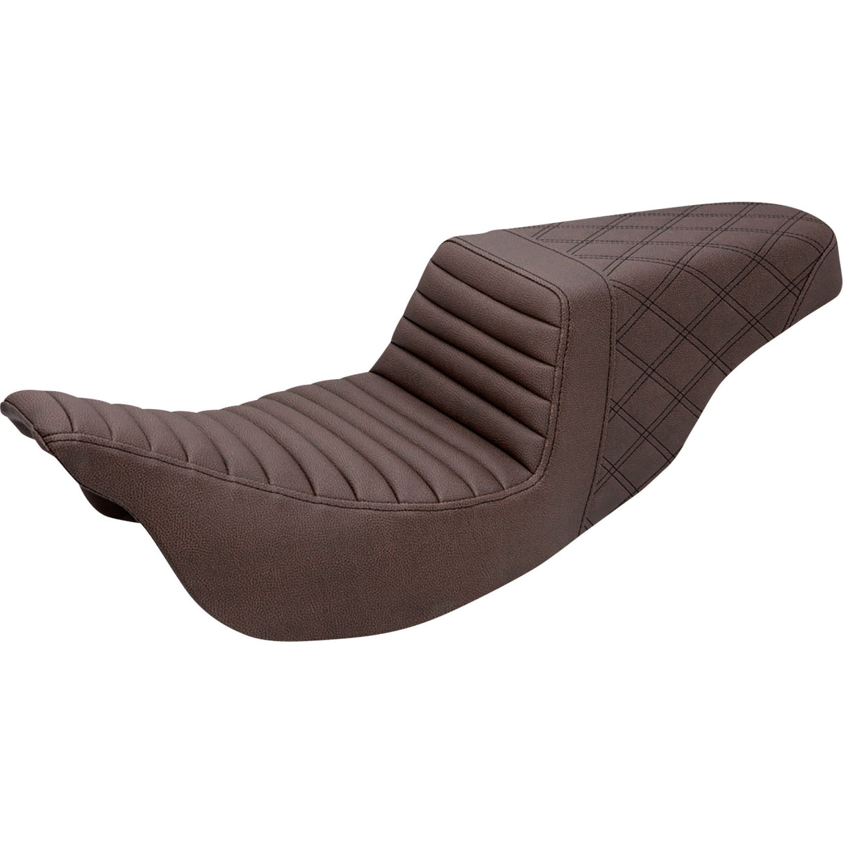 Saddlemen Step-Up Seat — Rear Lattice Stitch Front Tuck-N-Roll Brown - 808-07B-176BR For Harley Touring 2008-2025