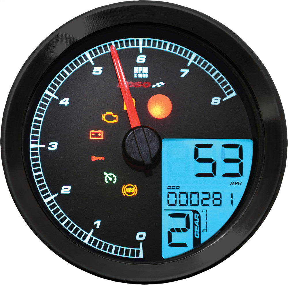Koso North America 27-5797BK BA051211 SPEEDO / TACH BLK BEZEL LCD COLOR CHANGE DISPLAY