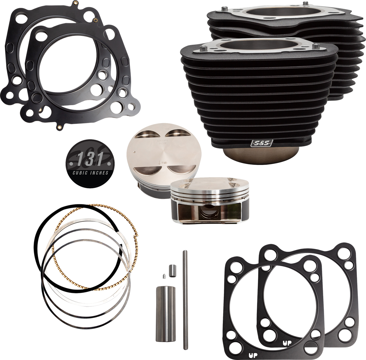 Cylinder & Piston Kit - 131" - Wrinkle Black with Non-Highlighted Fins - M8 - 0931-1011