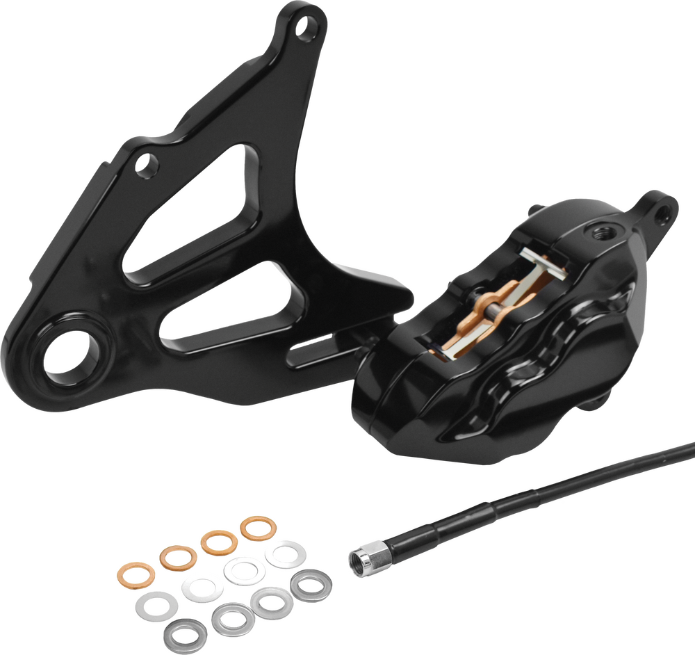 Hawg Halters Inc 4 Pist Rear Caliper Kit Black ST - RKSTAB518 For Harley Softail 2018-2023