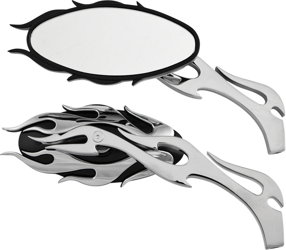 Harddrive 820-0819 18-397 MIRRORS FLAME W/FLAME STEM BLACK/CHROME