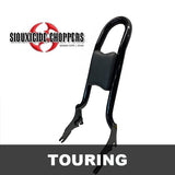 Siouxicide Choppers Touring Kobra Backrest King Kobra, Black, Perforated Pad Double Diamond Orange For Harley Touring 2009-2026