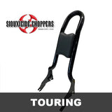 Siouxicide Choppers Touring Kobra Backrest Kobra, Chrome, Perforated Pad Double Diamond Black For Harley Touring 2009-2026