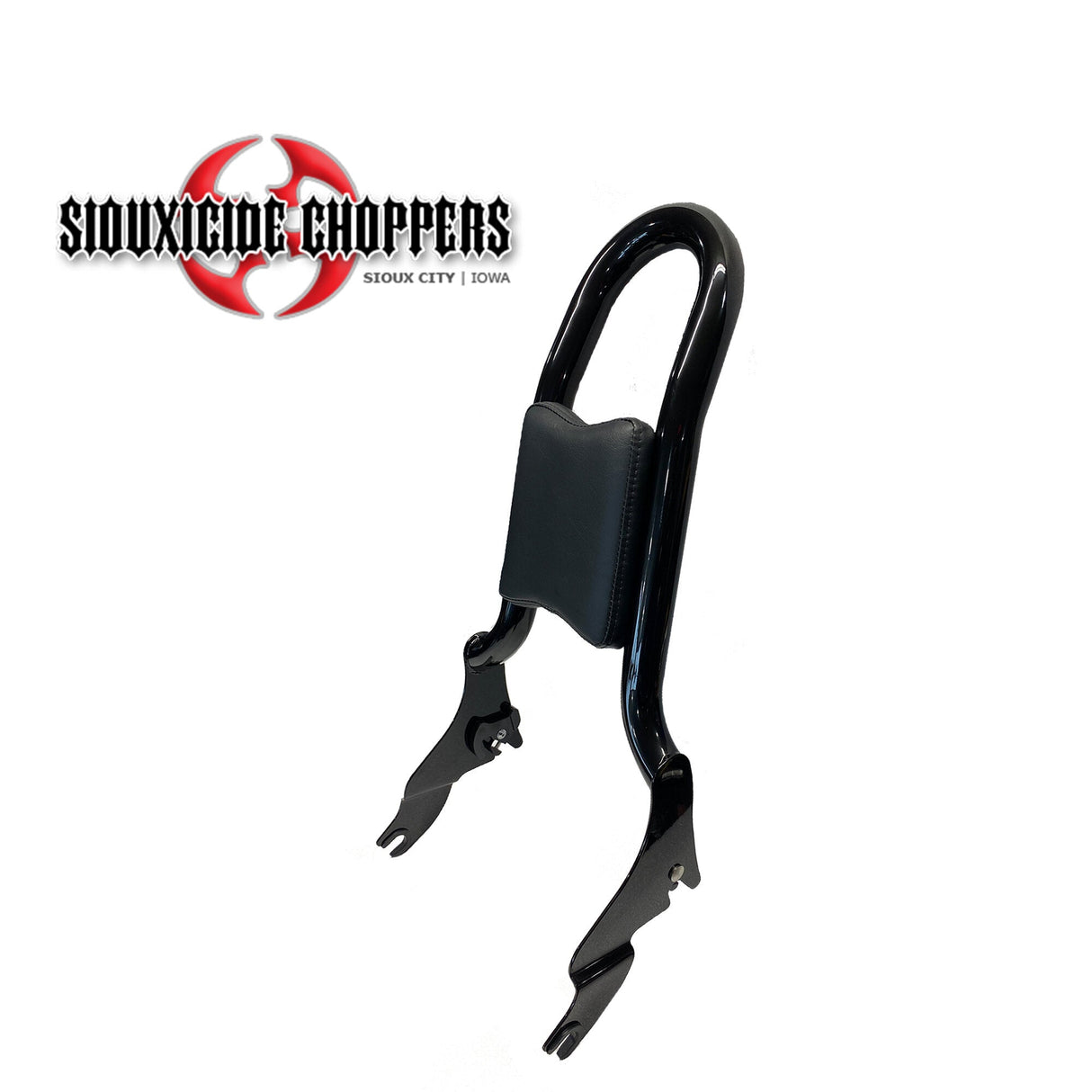 Siouxicide Choppers Kobra Sissy Bar / Backrest - 1 1/2 in, Kobra, Satin Black, with Pad, For 2014-Up Chieftain
