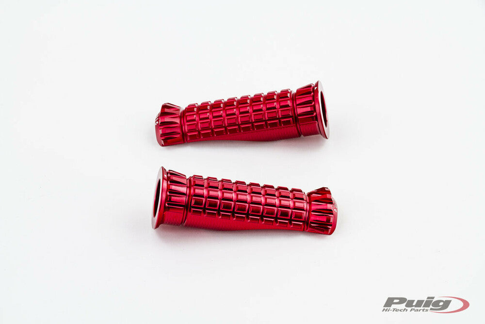 Puig Hi-Tech Parts Footpegs R-Fighter RED - 9192R For Ducati Motorcycles 2008-2020 | Honda Motorcycles 2000-2021 | Triumph Motorcycles 2008-2021