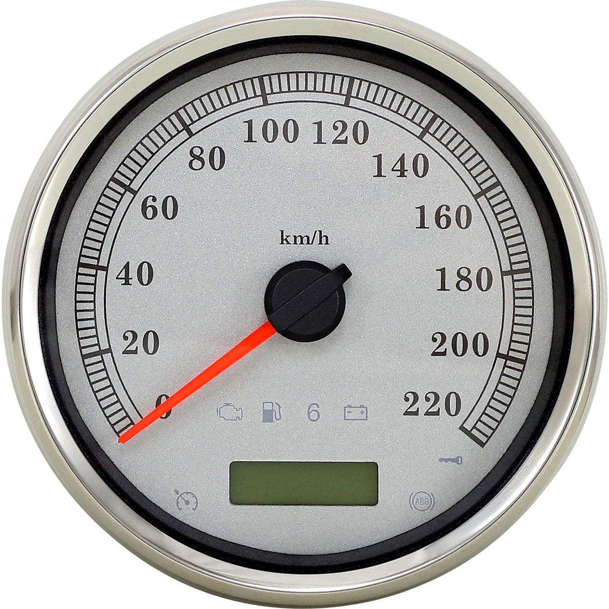 DRAG SPECIALTIES 2210-0465 5" Programmable Electronic Metric Speedometer Electronic Speedometer - Silver - 220 KPH