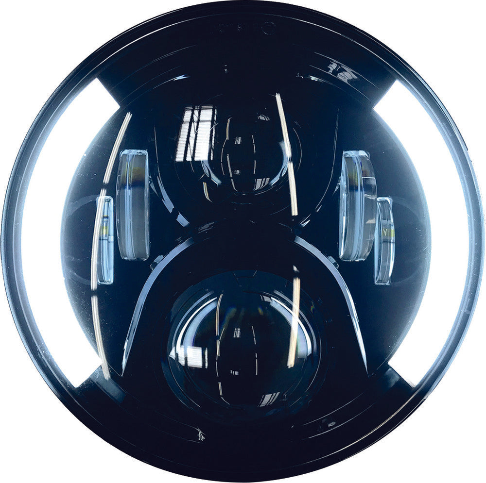 Pathfinder High Definition 7" LED Headlig Partial Halo Black - HD7DRLB For Harley Touring 2014-2019