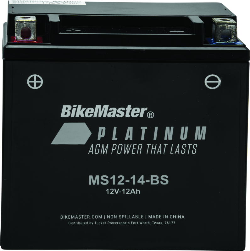 BikeMaster AGM Battery MS12-14-BS - 780713 For BMW Motorcycles 2005-2019 | Indian FTR 2022 | Husqvarna TE 410 / TE 610 / TE 400 2000-2009