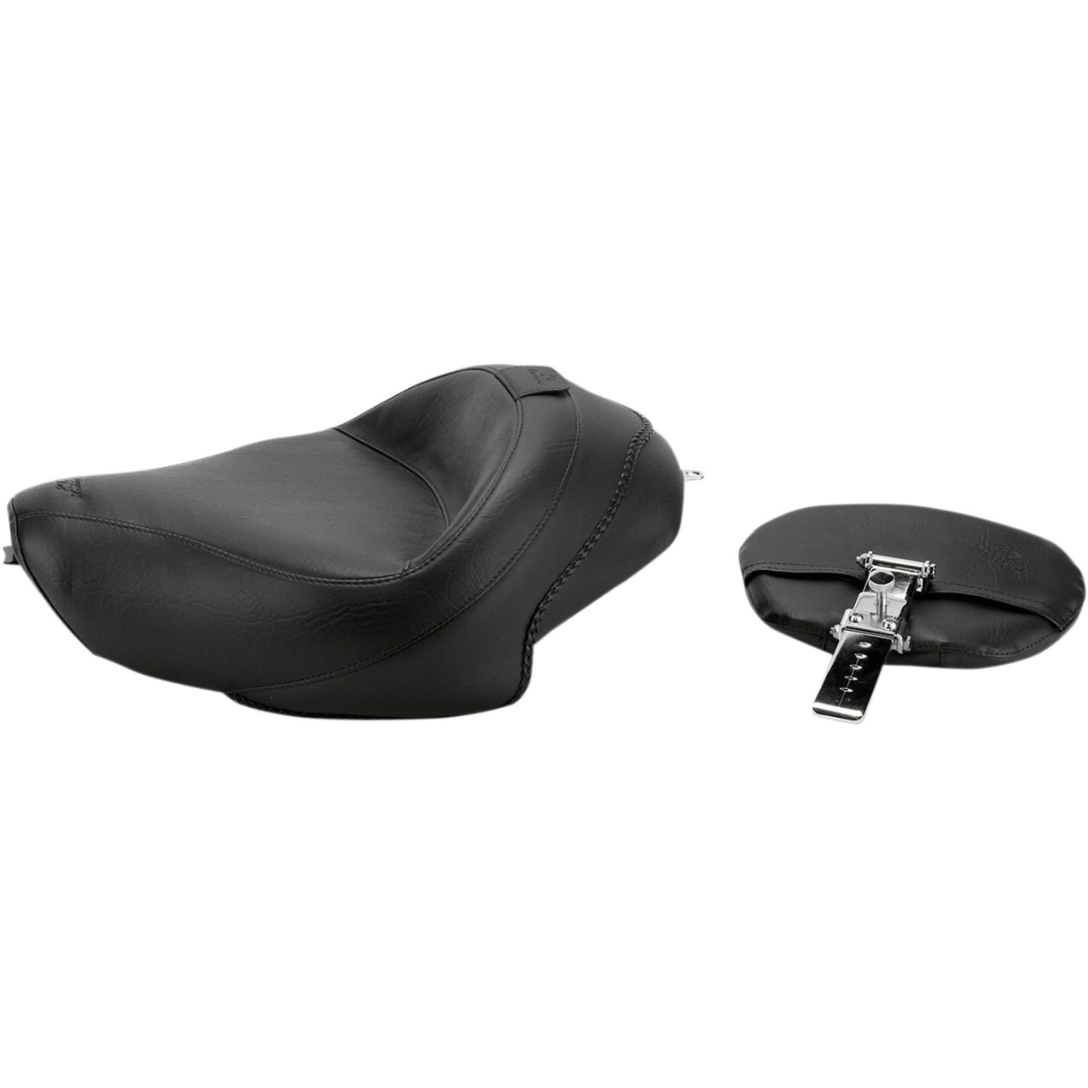 Mustang Wide Solo Seat With Removable Backrest With Backrest Vintage Black Smooth - 79429 For Harley Sportster 2004-2021