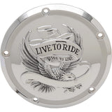 Drag Specialties Live to Ride Derby Cover 5-Hole Chrome For Harley Touring 2015-2026