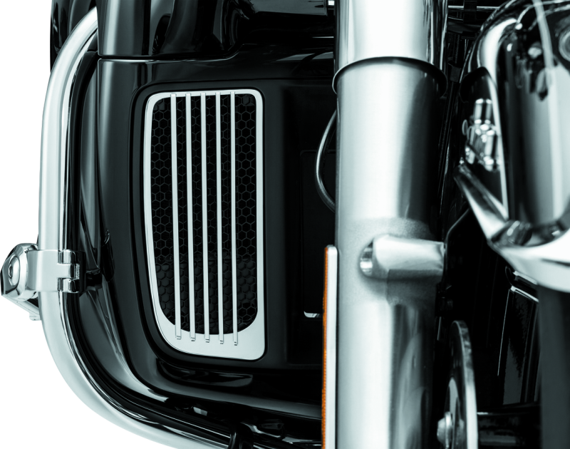 Kuryakyn 7681 Radiator Grills For Twin Cooled Models Chrome & Black (pair)