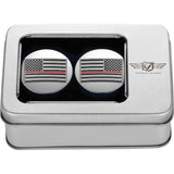 Figurati Designs Swing Arm Covers Red Line American Flag Custom Reversed - FD73-AFRL-SS For Harley Motorcycles 1980-2026