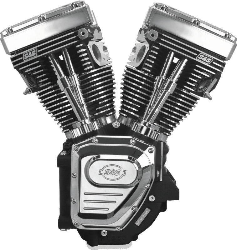 S&S Cycle BT T124LC Long Block Engine With 585 Cam Wrinkle Black - 310-0326A For Harley Touring 1999-2006