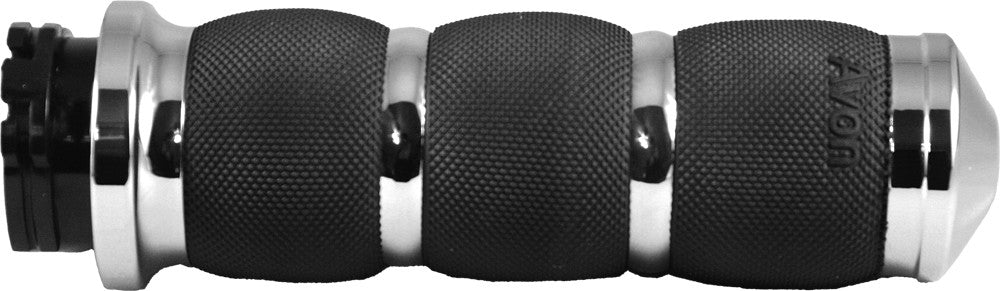 Avon Air Cushioned Grips With Cable Throttle Chrome - AIR-90 For Harley Motorcycles 1984-2018