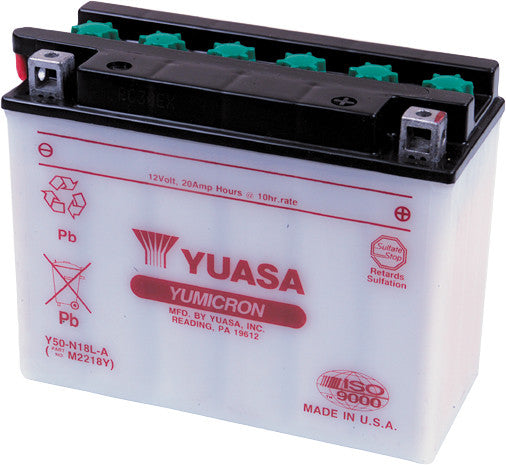 Yuasa Battery Y50-N18L-A Conventional - YUAM2218YTWN For Harley Electra Glide / Tour / Touring 1980-1996 | Ski-Doo Snowmobiles 1990-2001