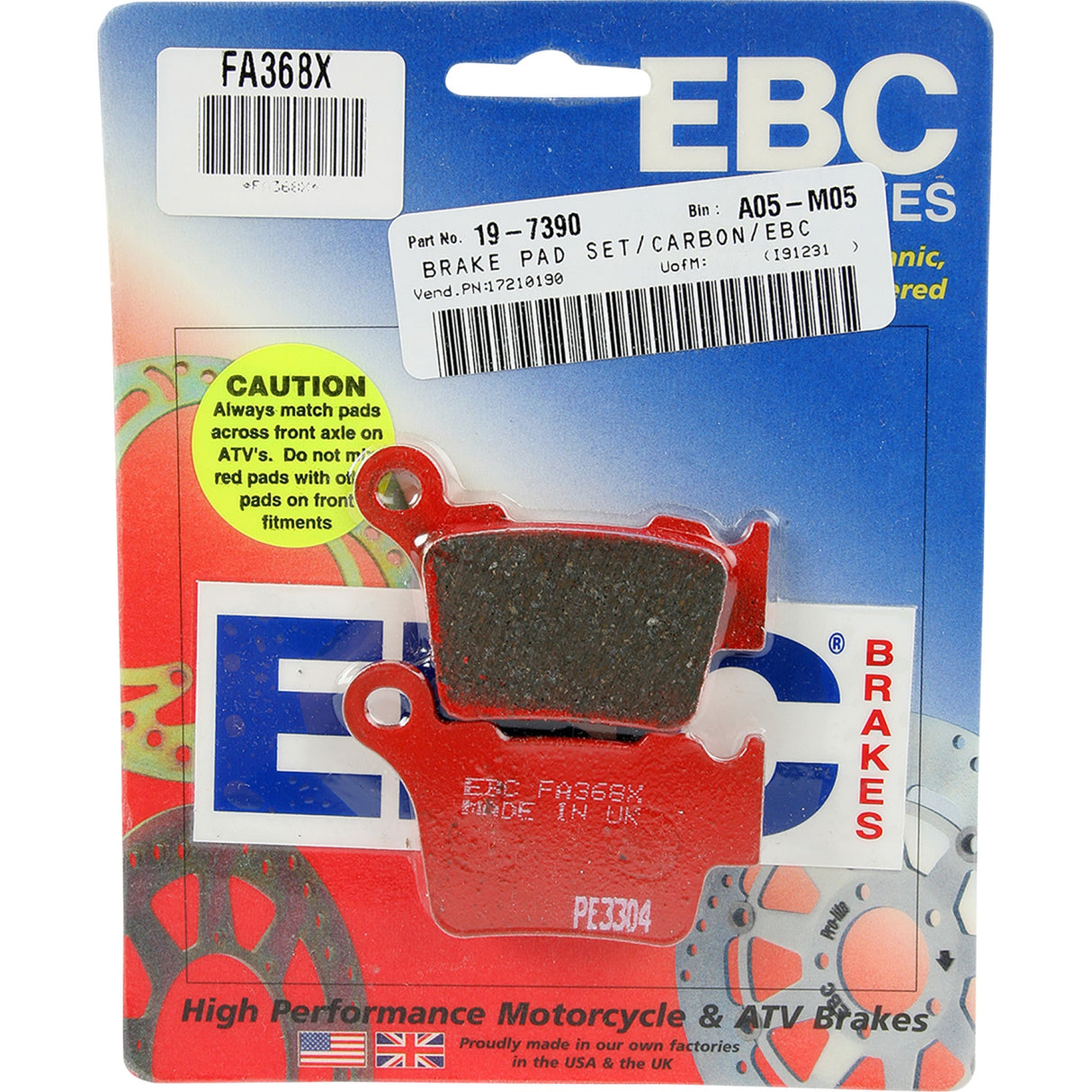 EBC Brake Pad - FA368X For Sherco Dirt Bikes 2019-2024 | Gas Gas Dirt Bikes 2020-2024 | Husaberg Dirt Bikes 2008-2014 | BMW G450X / 450 2008-2011