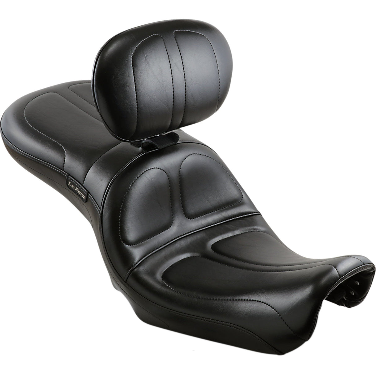 LePera Maverick Seat With Backrest Stitched Black - LK-970BR For Harley Motorcycles 2006-2017