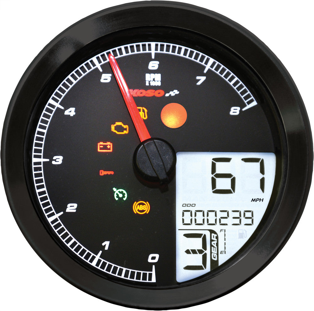 Koso North America 27-5798BK BA051231 SPEEDO / TACH BLK BEZEL LCD COLOR CHANGE DISPLAY