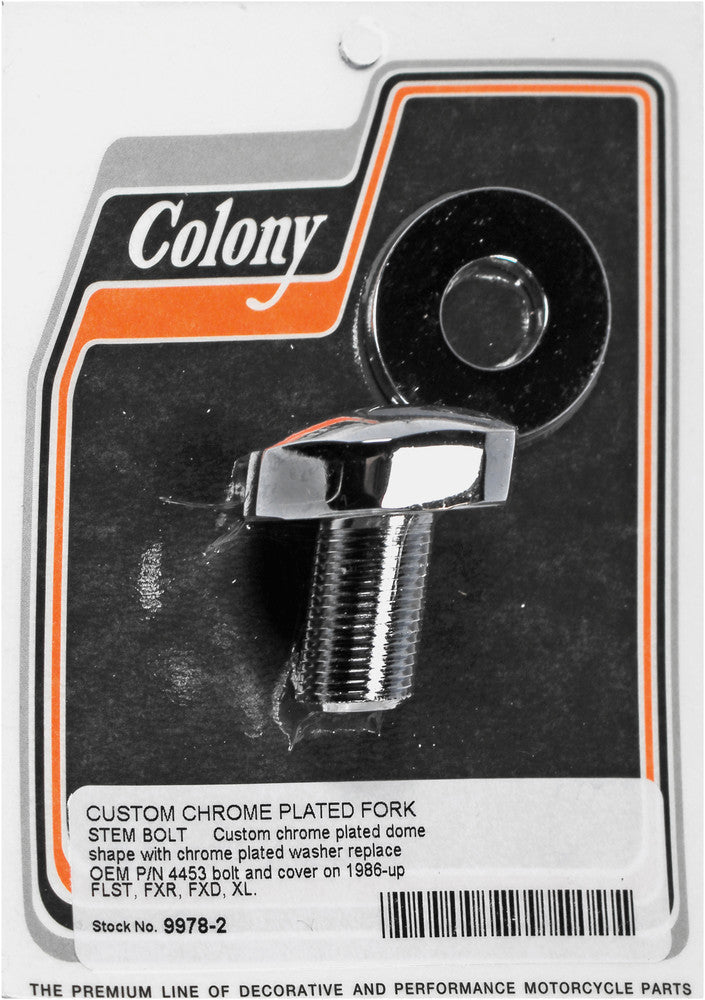 Colony Machine 830-1202 9978-2 CHROME FORK STEM BOLT FLST FXR FXD XL 86-UP