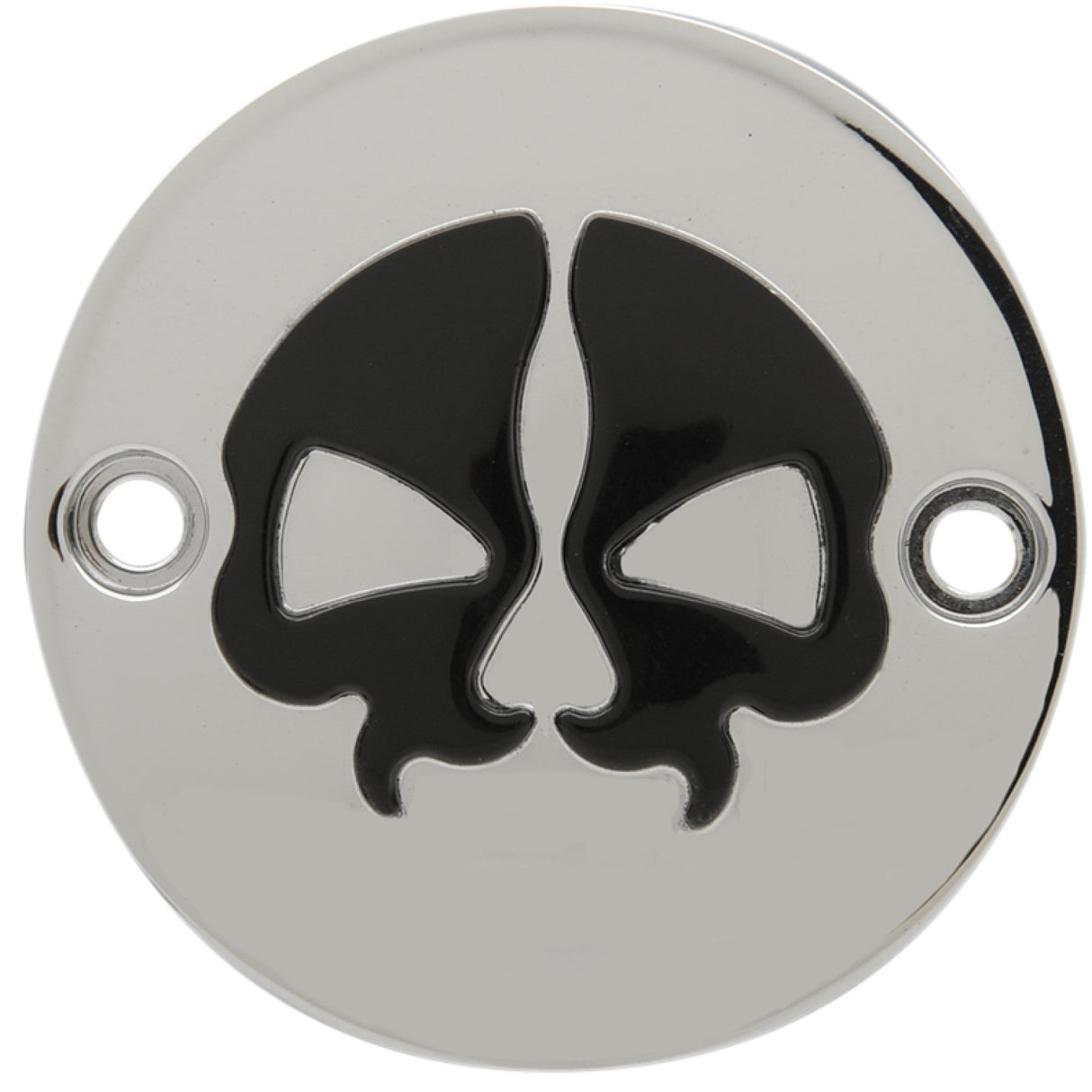DRAG SPECIALTIES 0940-1743 Split Skull Points Cover Points Cover - Chrome - Black Skull - 2 Hole - M8