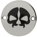 DRAG SPECIALTIES 0940-1743 Split Skull Points Cover Points Cover - Chrome - Black Skull - 2 Hole - M8