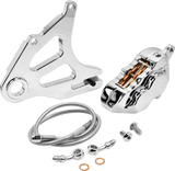 Hawg Halters Inc 4 Pist Rear Caliper Kit Chrome ST - RKSTCC518 For Harley Softail 2018-2023