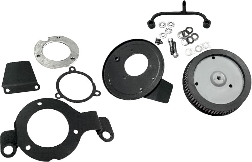 Harddrive M8 Round HI Perform Satin Black A C AND Breather Kit - 120427 For Harley Motorcycles 2017-2021