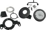 Harddrive M8 Round HI Perform Satin Black A C AND Breather Kit - 120427 For Harley Motorcycles 2017-2021