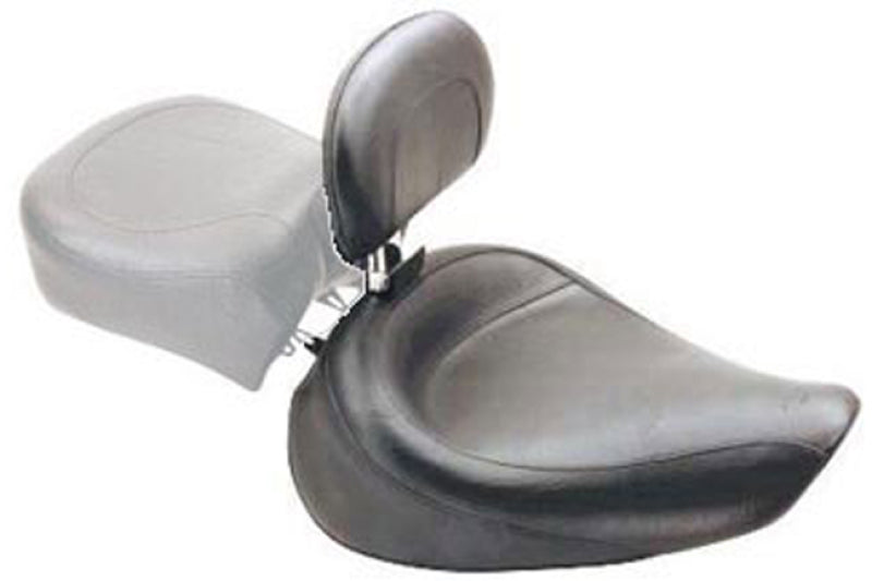 Mustang Motorcycle Mustang Wide Touring Solo Seat W Driver Backrest Black - 79348 For Harley Dyna 2004-2005