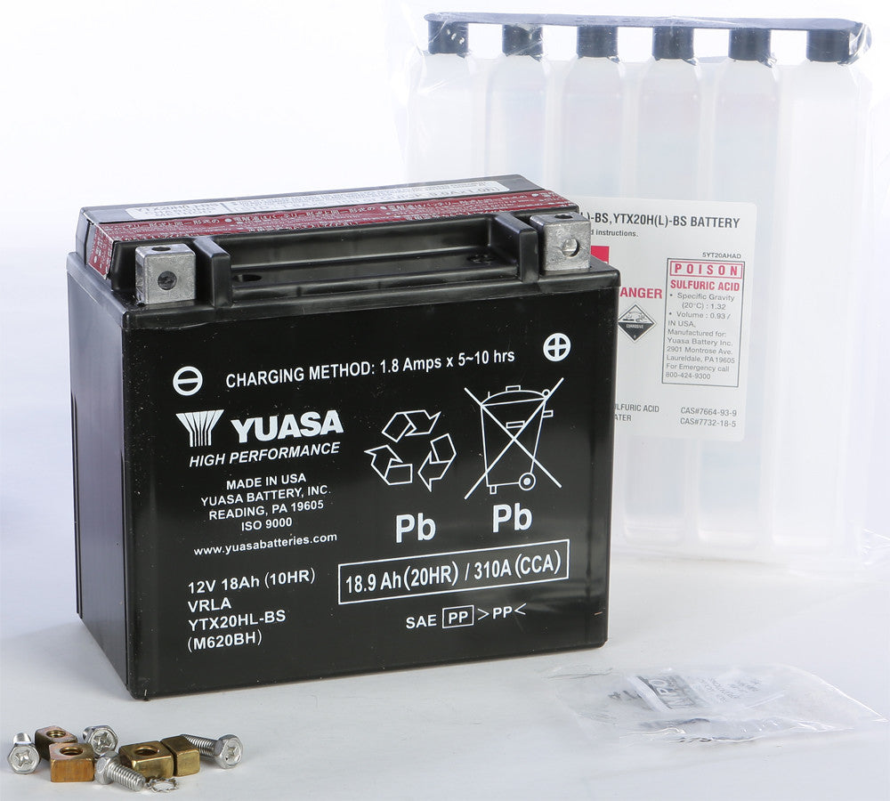 Yuasa Battery YTX20HL-BS Maintenance Free - YUAM620BH For Harley Dyna / Softail / Super 1991-1996 | Sea-Doo Watercraft 1988-2007