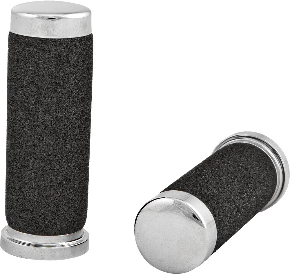 Harddrive Grips Foam Chrome Without Throttle Sleeve - 17-0503 For Harley Motorcycles 1970-2018