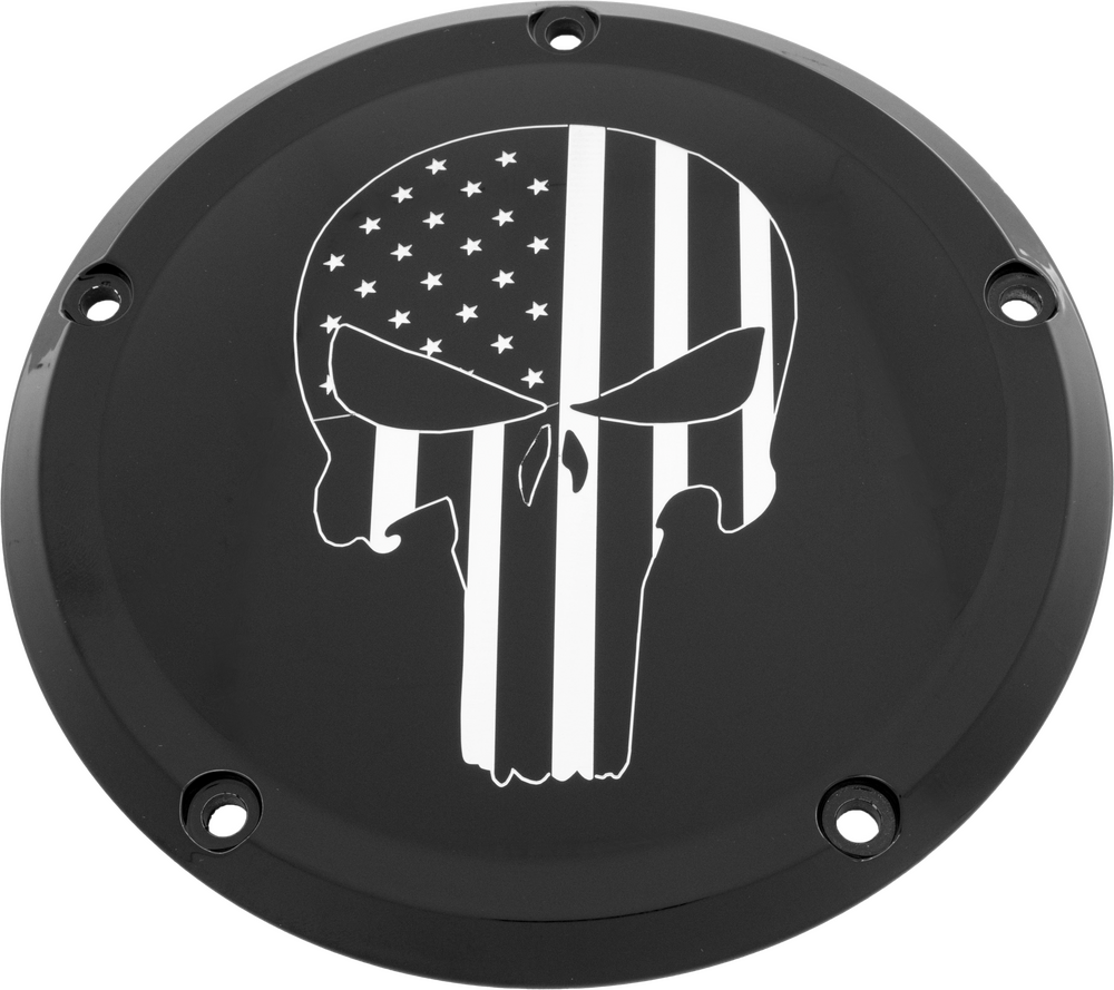 Custom Engraving 7 TC Derby Cover Punisher Black - PATR22-12BG For Harley Motorcycles 2007-2018