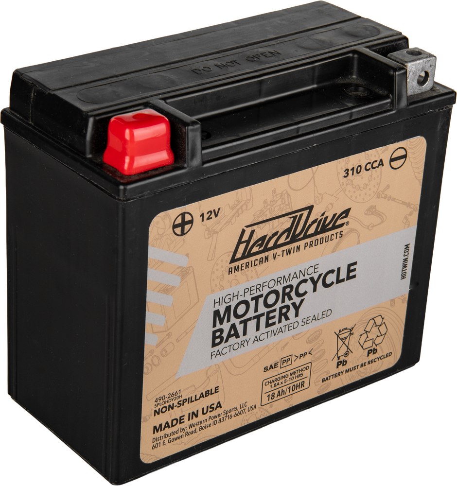 Harddrive High Perform Battery YTX20H CCA 310 - HRDM72RBH For Harley 1974-1996