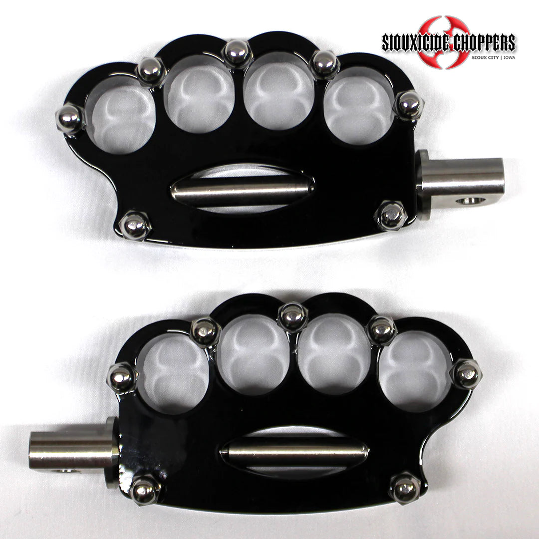 Siouxicide Choppers Brass Knuckle Front/Passenger Pegs - Chrome, For 1984-2017 Softail, Rear