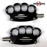 Siouxicide Choppers Brass Knuckle Front Passenger Pegs Black, Rear For Harley Softail 2018-2026