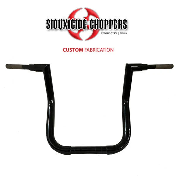 Siouxicide Choppers Indian Handlebars - Stock + 8 Inches, 1 1/2 in, Satin Black, For 2020-Up Challenger