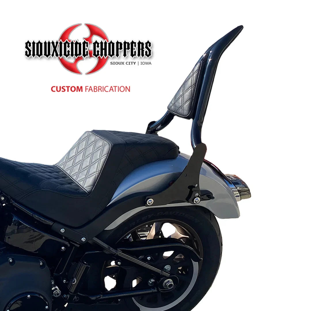 Siouxicide Choppers Low Rider S/ST Excalibur Backrest - Black, Short 16, 1 1/2 in, For 2018-Up Low Rider/S, Non-Perforated Pad Double Diamond Black